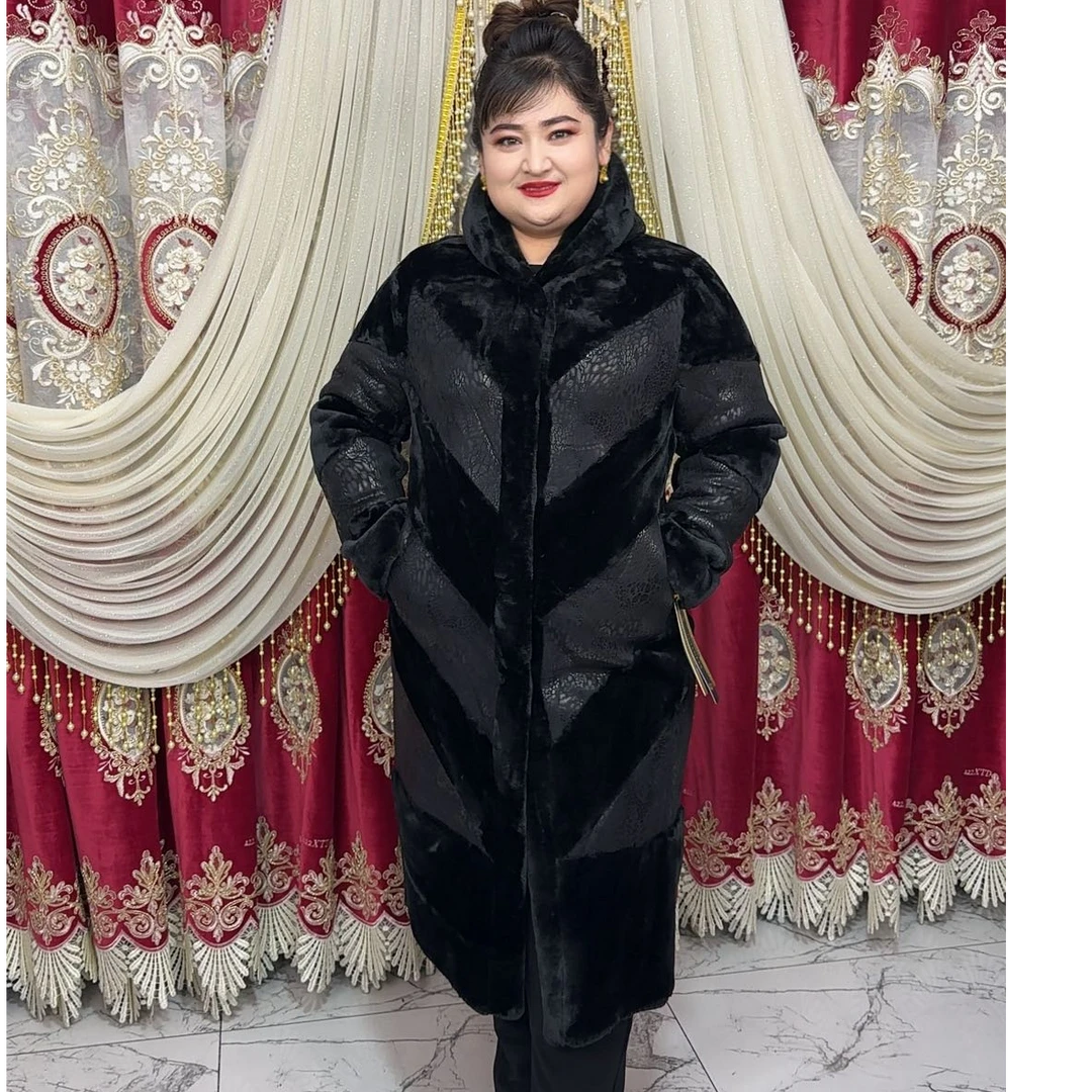 女款毛呢倒菱形网红时尚休闲百搭连帽长款外套-02