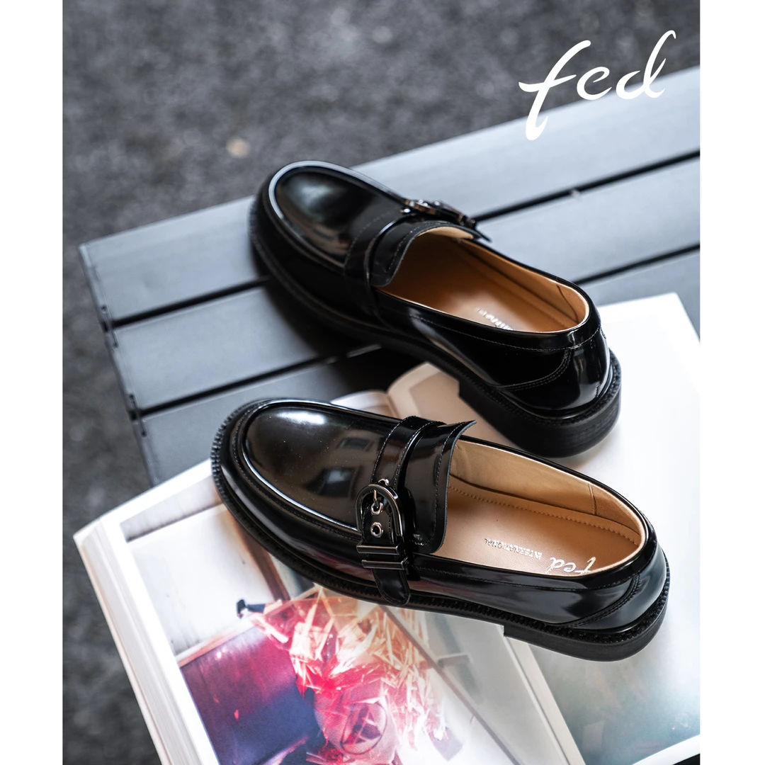 【英伦时光】FED女鞋春季新款厚底百搭手工休闲英伦风乐福鞋DAH0123