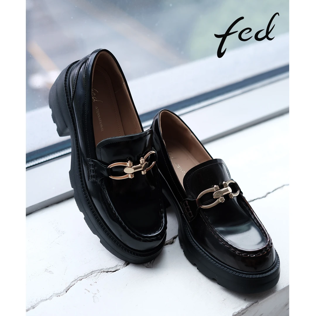 【福利款】FED女鞋百搭休闲新款乐福鞋商务真皮圆头乐福鞋DBH0009