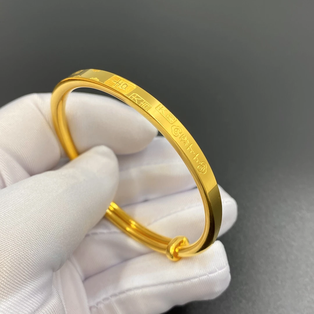 足银手镯 吉言推拉手镯 足银999百搭精美简约光面手镯