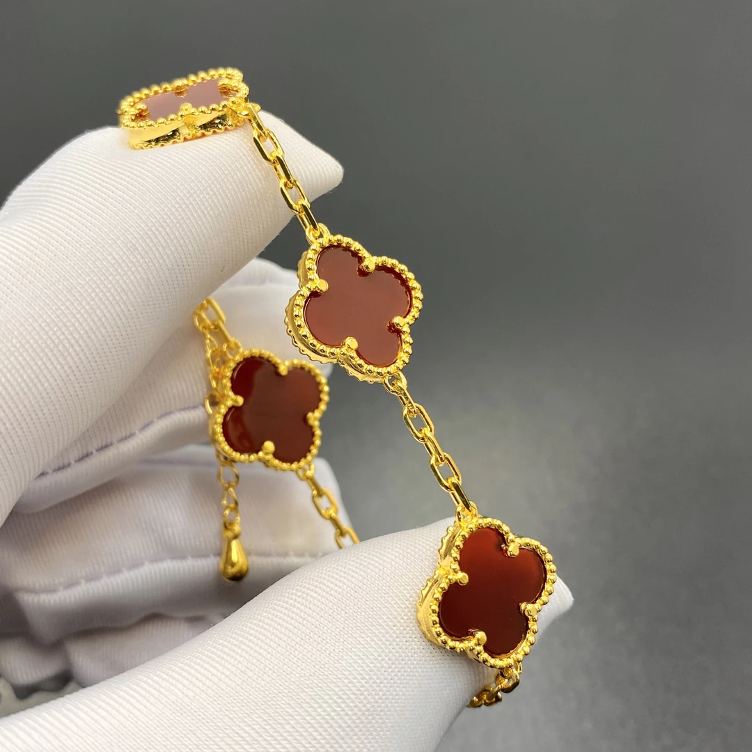 足银手链 足银卡15五花四叶草款金店同款百搭不掉色手链