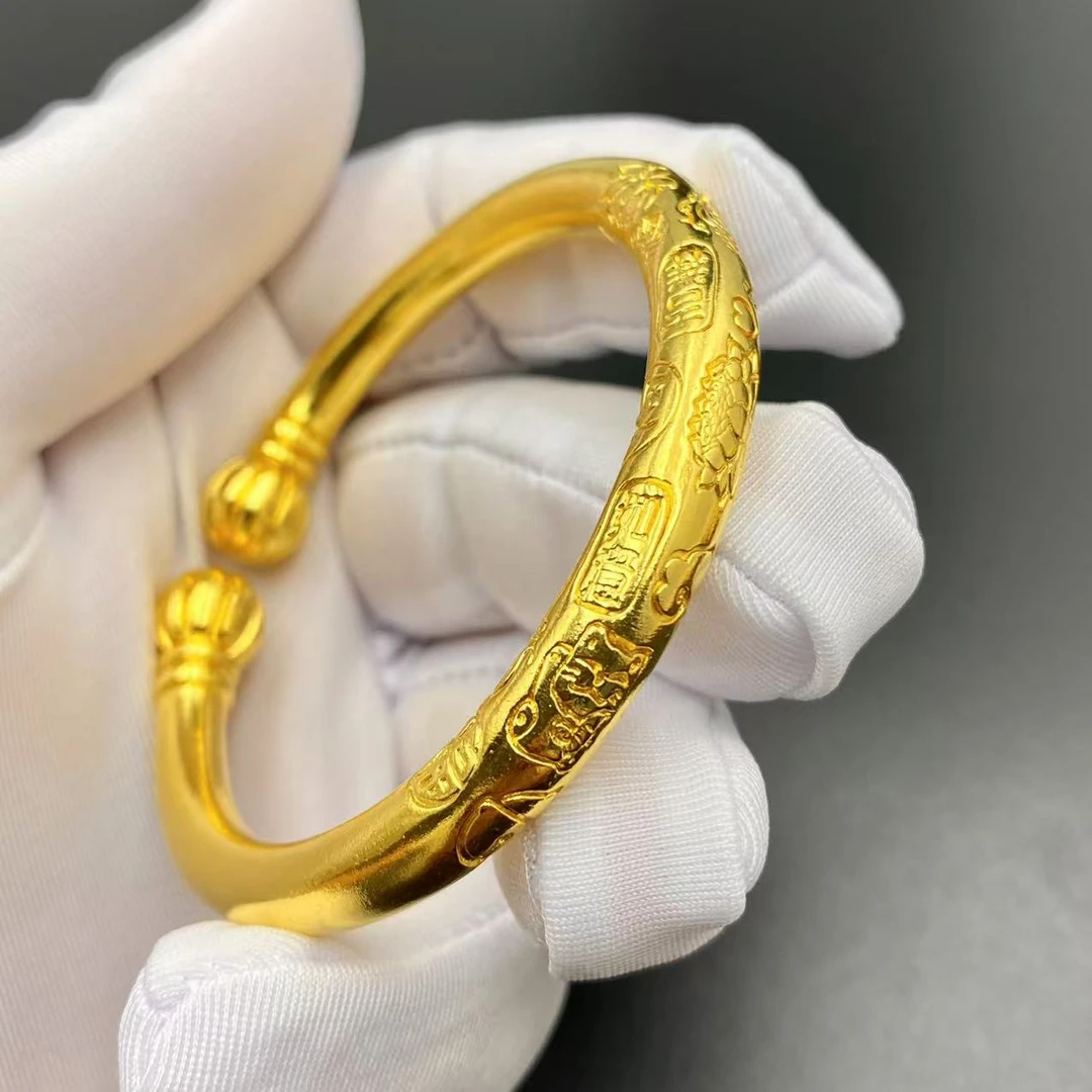 足银手镯 手工南瓜吉言手镯 足银999实心百搭时尚霸气手镯
