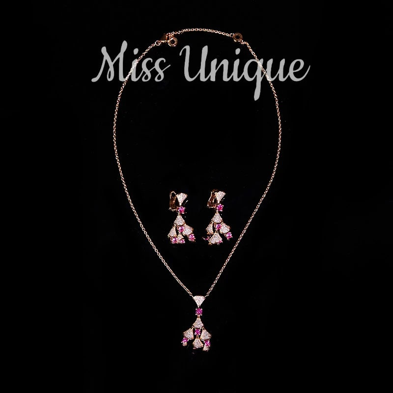 铜合金项链 宝家玫瑰金扇子满钻项链耳环  D1003