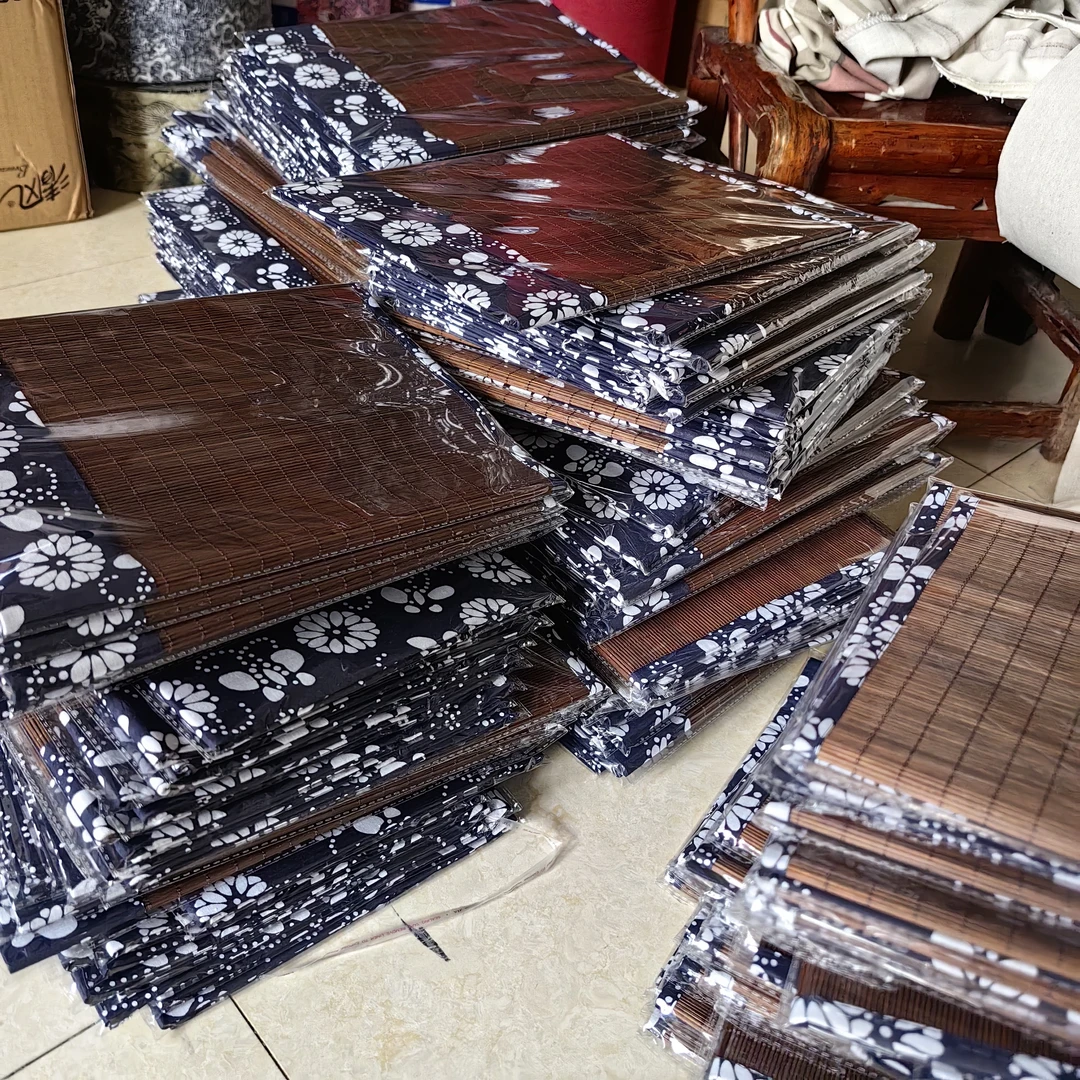 竹帘酒店竹席包布纯手工花纹日式和风老式茶垫炕桌茶几茶席茶旗