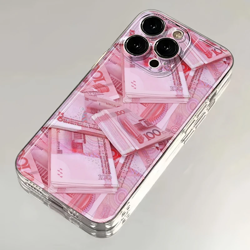适用苹果15promax/华为/小米/oppo/vivo全屏一捆钱创意个性手机壳