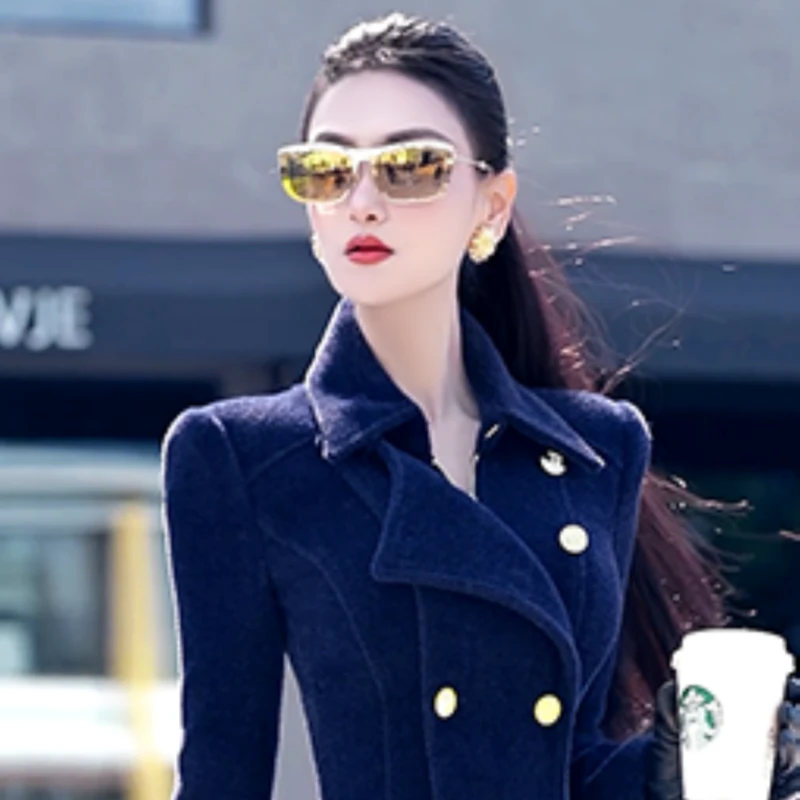 VJE冬季加厚保暖欧美军装风帅气干练修身职业套装女装新款