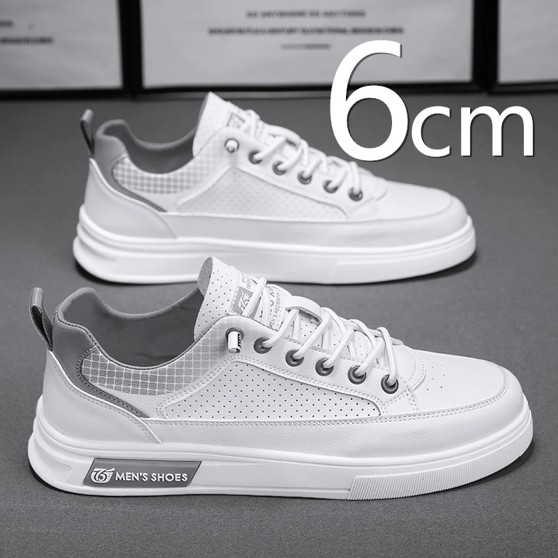 夏季透气增高板鞋男小白鞋百搭运动休闲潮鞋子学生内增高男鞋6cm
