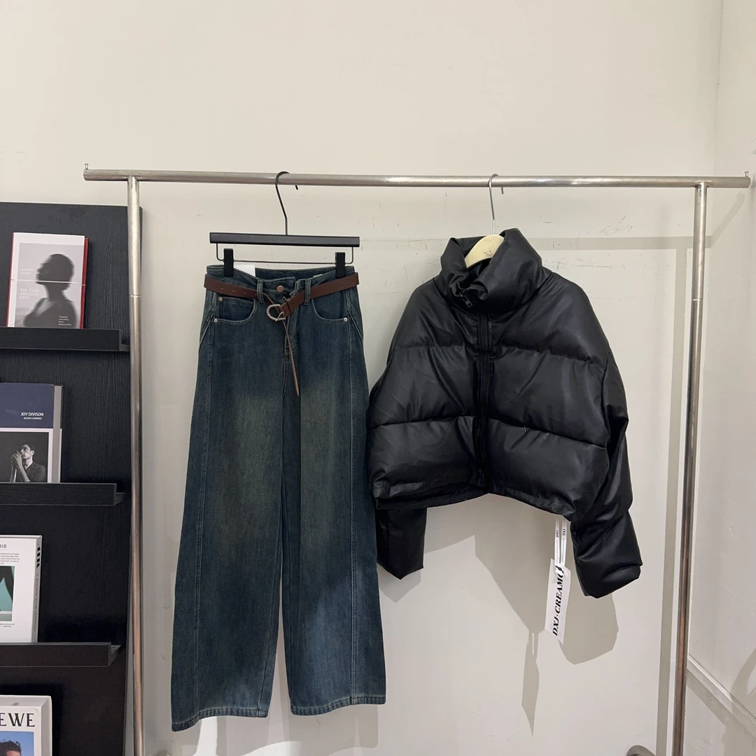 【ARONG阿荣家】年货款加绒牛仔弯刀裤-02978-复古蓝-SML-XL