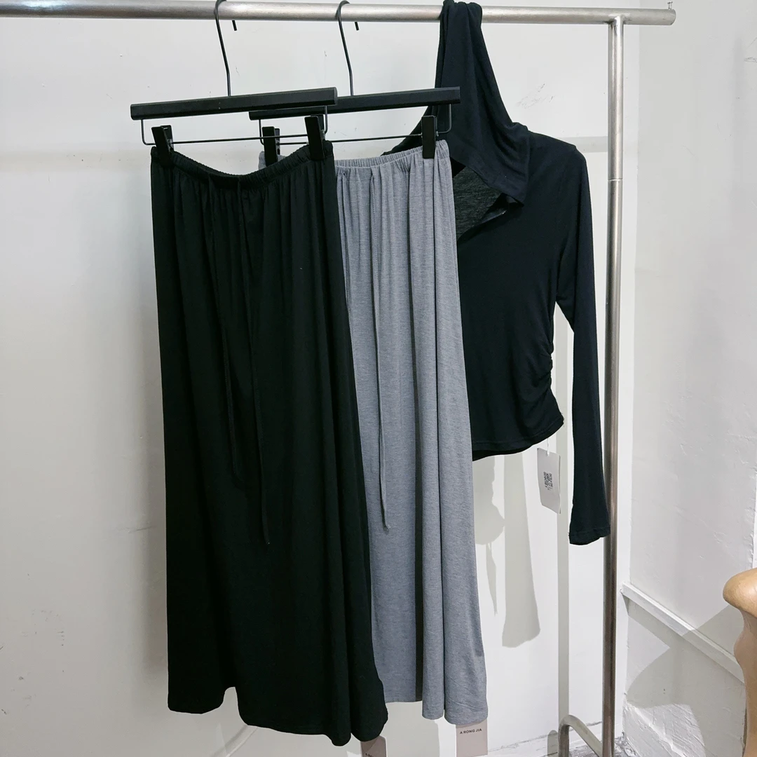 【ARONG阿荣家】半身裙05018-黑色灰色-F