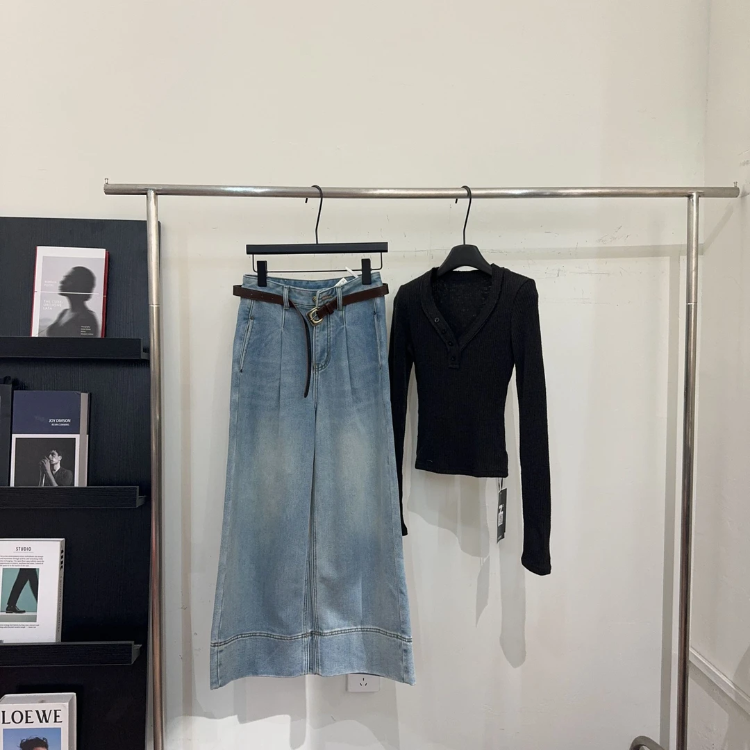 【ARONG阿荣家】加绒反差色直筒裤-09008-蓝色-SML-XL