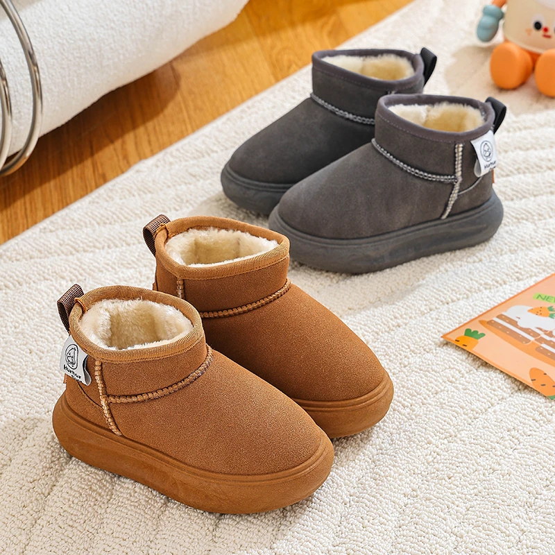 儿童雪地靴亲子鞋2025冬季新款加绒加厚棉鞋男童大棉鞋子女童冬鞋