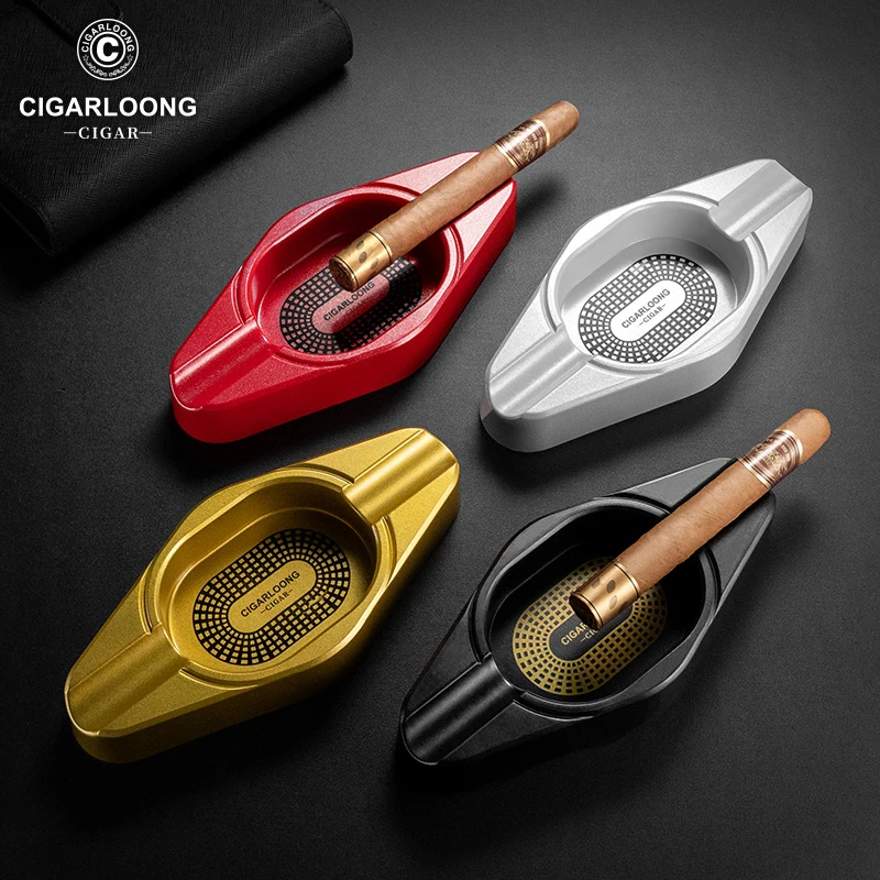 茄龙雪茄烟灰缸大口径双烟槽树脂材质便携式雪茄专用烟缸CL-M001