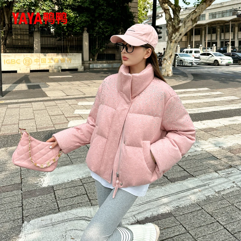 YAYA/鸭鸭2025冬季满天星ins学生保暖烫钻羽绒服韩版时尚