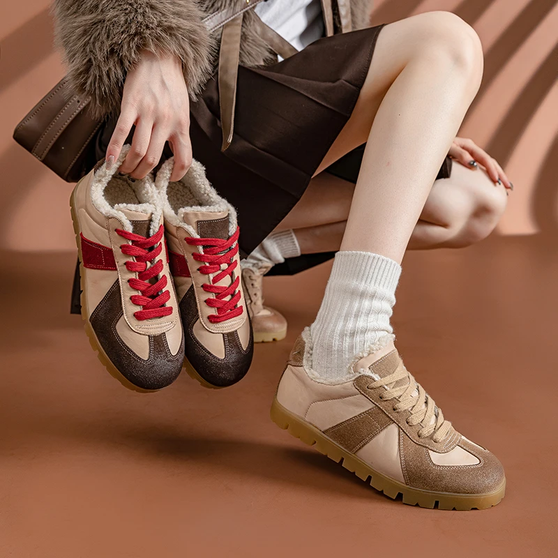 米娅家2025春夏季新款安可拉色德训鞋加绒时尚潮鞋复古运动