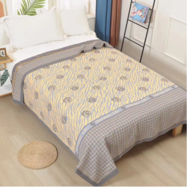 【千鸟格玫瑰】双面亲肤加厚多功能纱布盖毯--200*230 2