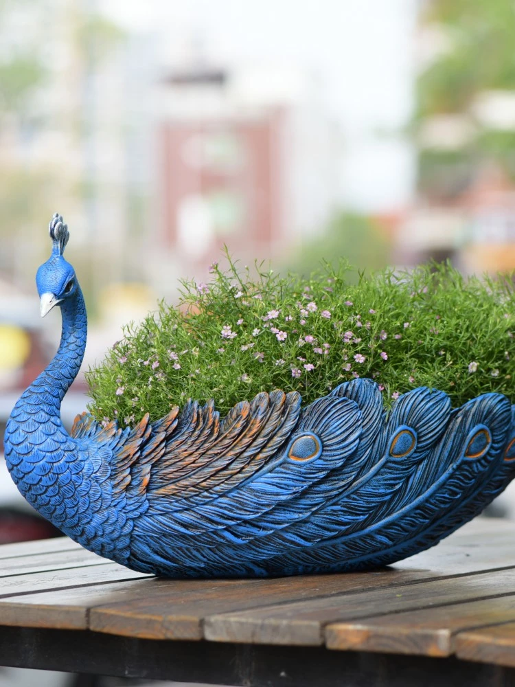 欧式孔雀大号组合花盆植物多肉盆栽家居装饰摆件庭院民宿花园布置