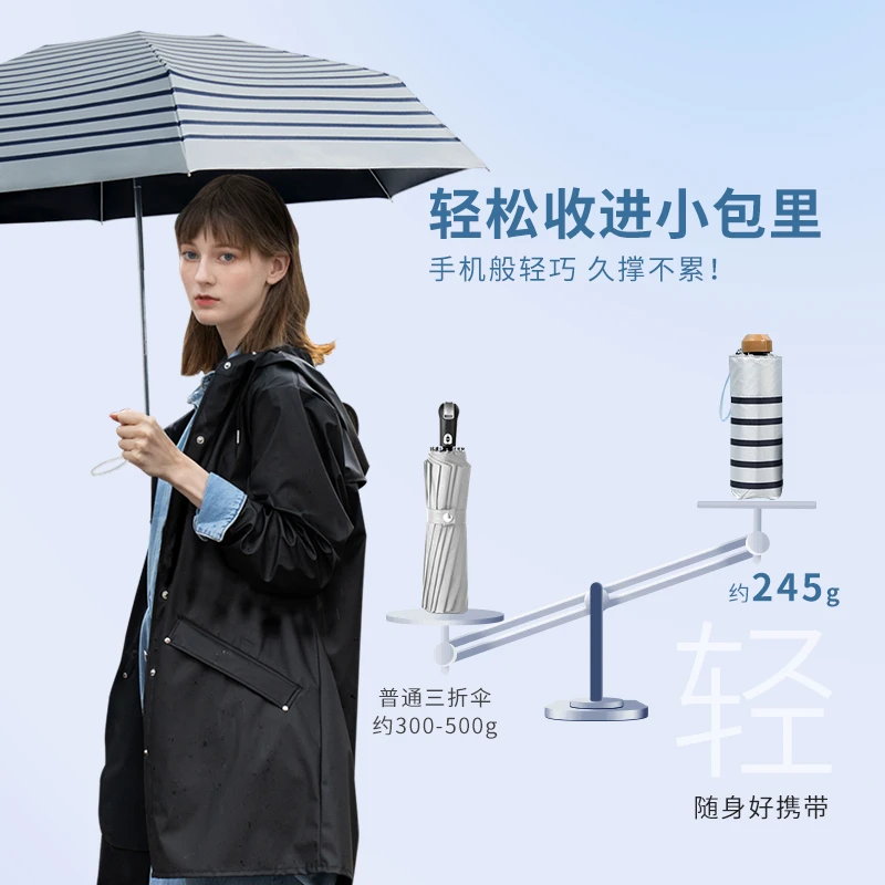 珍妮花罗马假日五折伞折叠黑胶双层防晒伞晴雨两用防紫外遮阳伞