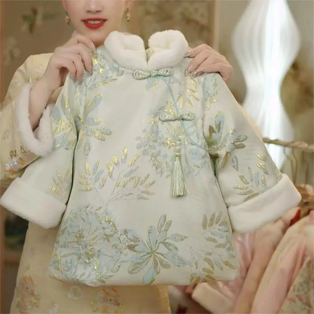 女童旗袍连衣裙冬季新款儿童加绒加厚中国宝宝洋气拜年新中式