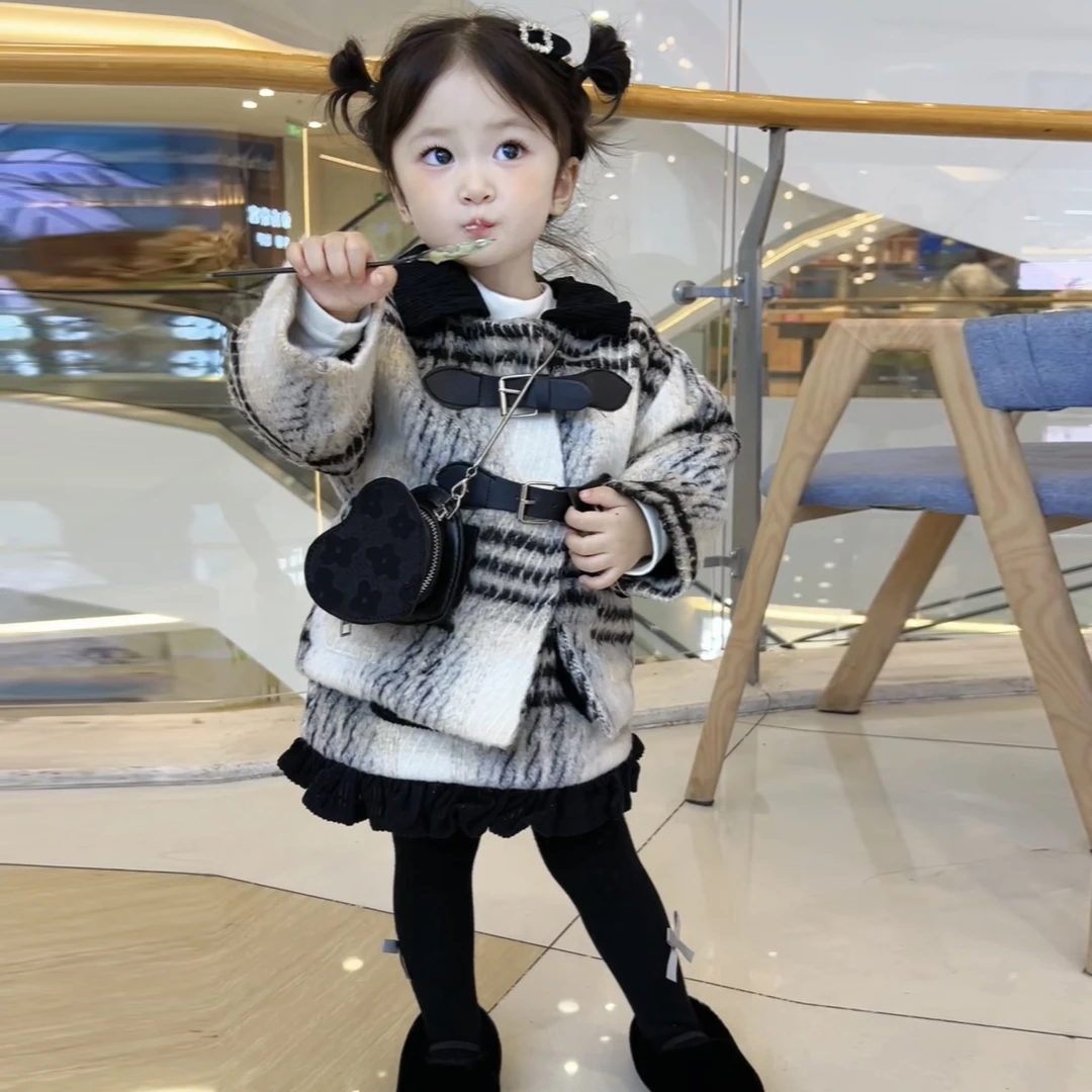 女童洋气秋冬套装儿童女孩宝宝气质小香风新年服连衣裙子冬装套裙
