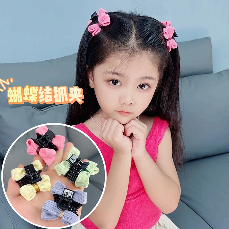 甜美可爱针织双蝴蝶结小抓夹公主女宝刘海侧边夹子头饰女发夹发饰