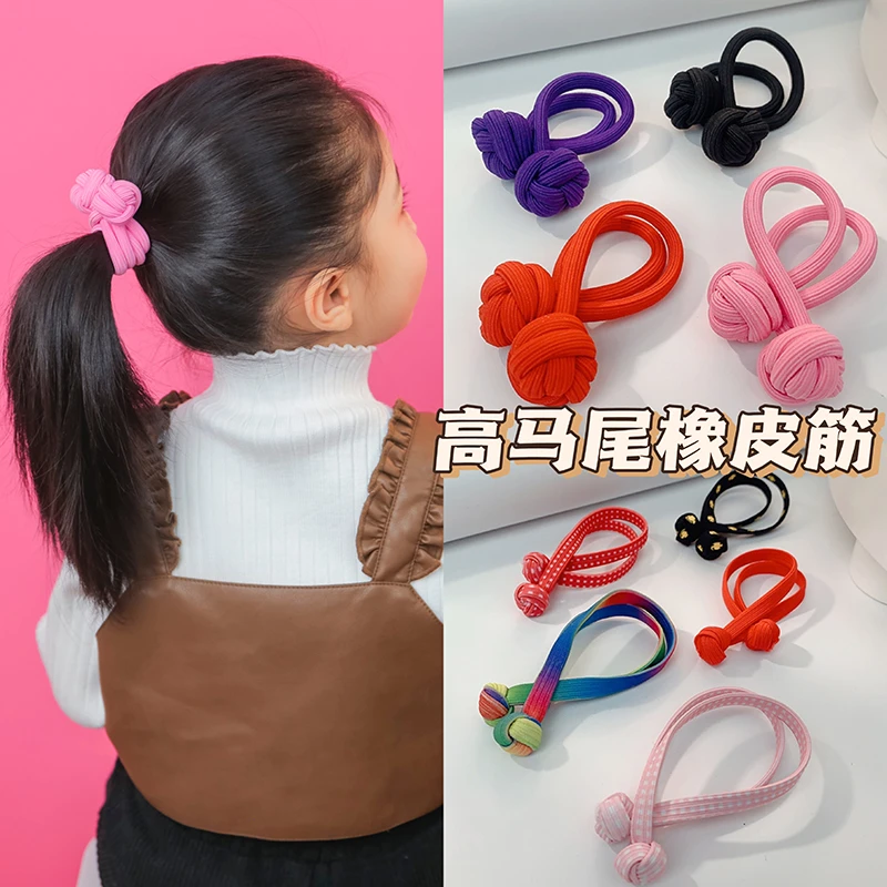 2023新款儿童夏季中国结高弹力扎马尾公主女童扎皮筋双头头绳发饰