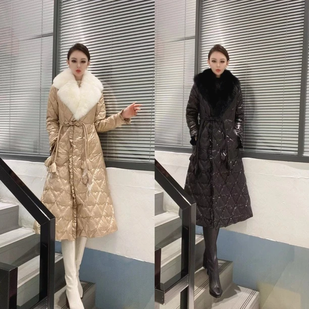 红姐严选30374腰间盘扣长款外套