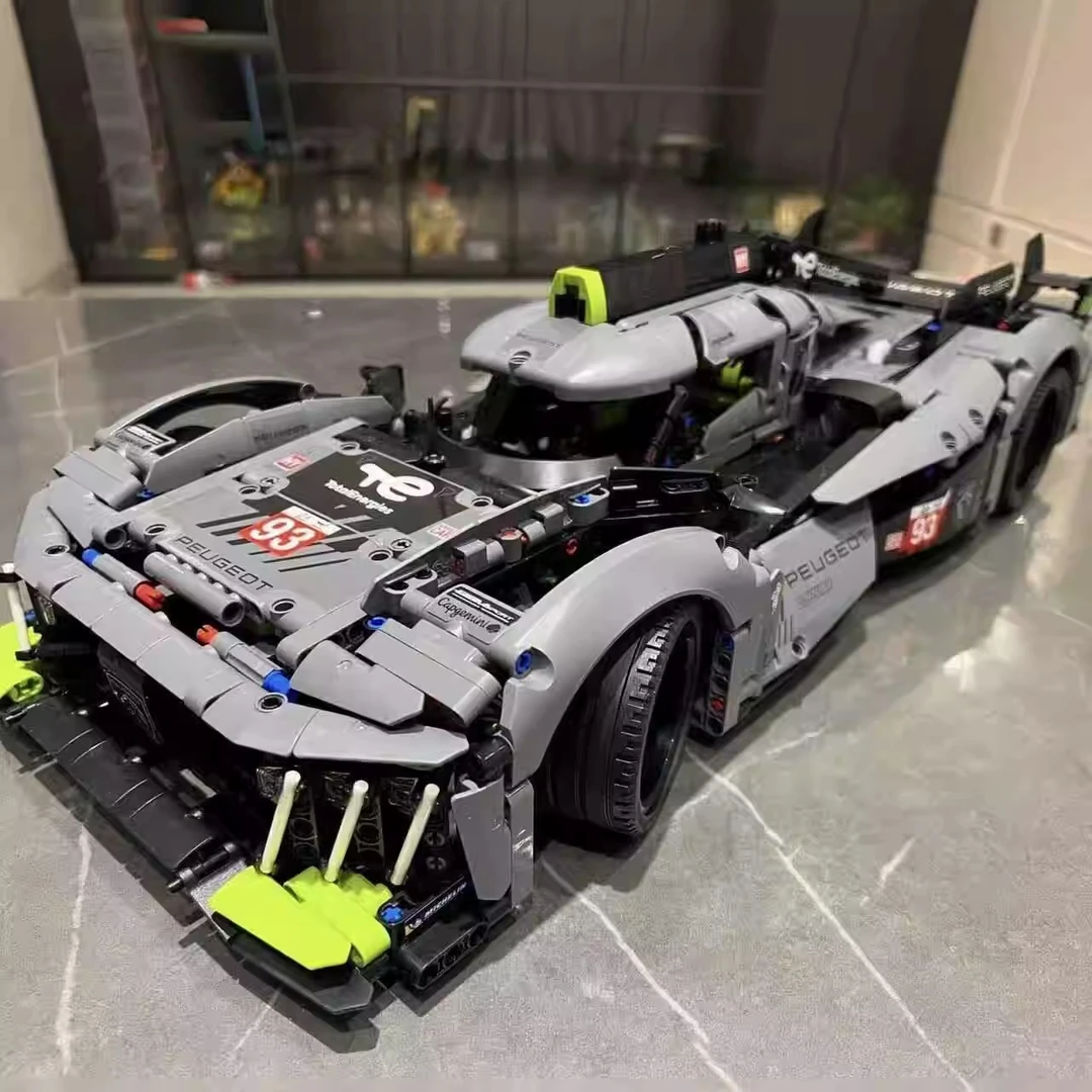 积木标志9X8超级跑车勒芒赛车机械组男孩子拼装巨大型高难度玩具
