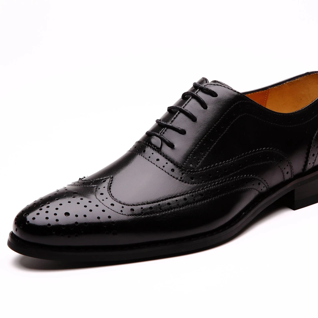 黑色布洛克英伦风皮鞋男士真皮商务