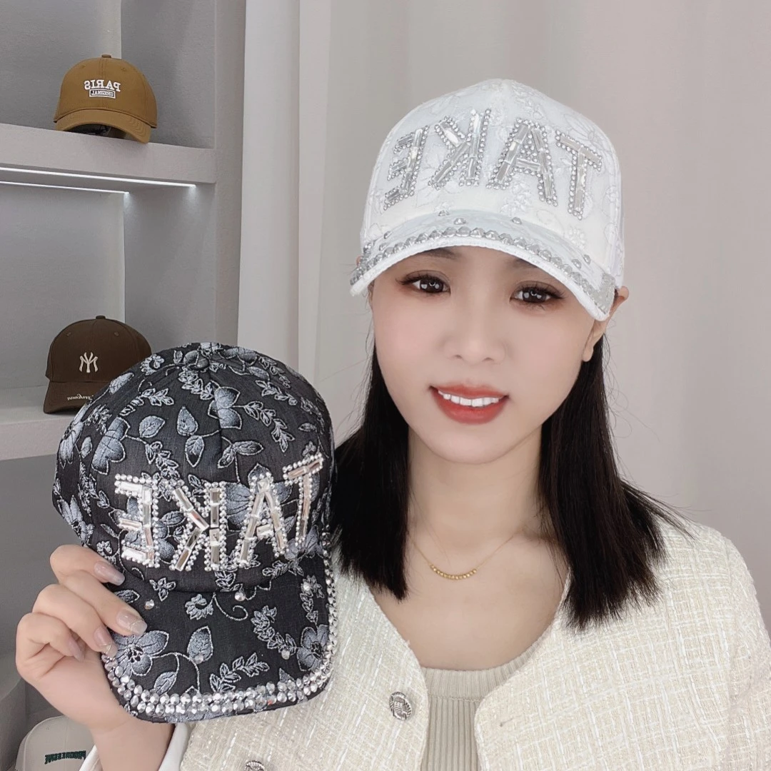 帽子女镶钻鸭舌帽ins潮牌潮流棒球帽女士防晒女生遮阳夏季太阳帽