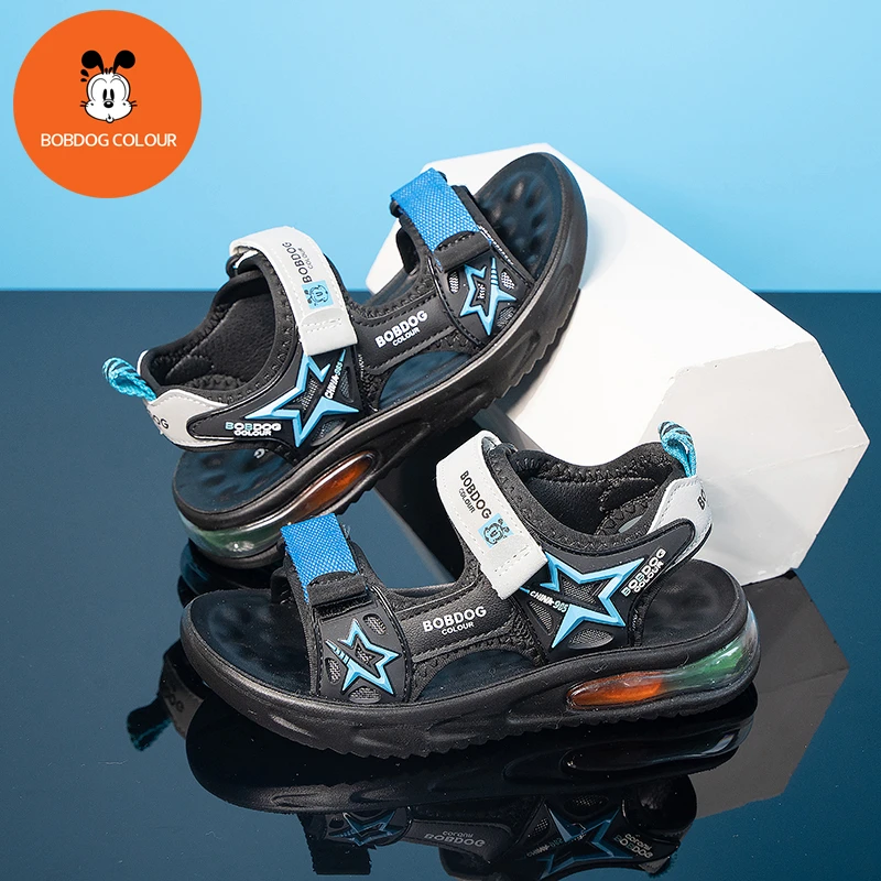 BOBDOG COLOUR/巴布豆卡乐运动男童凉鞋时尚休闲软底大童宝宝露趾