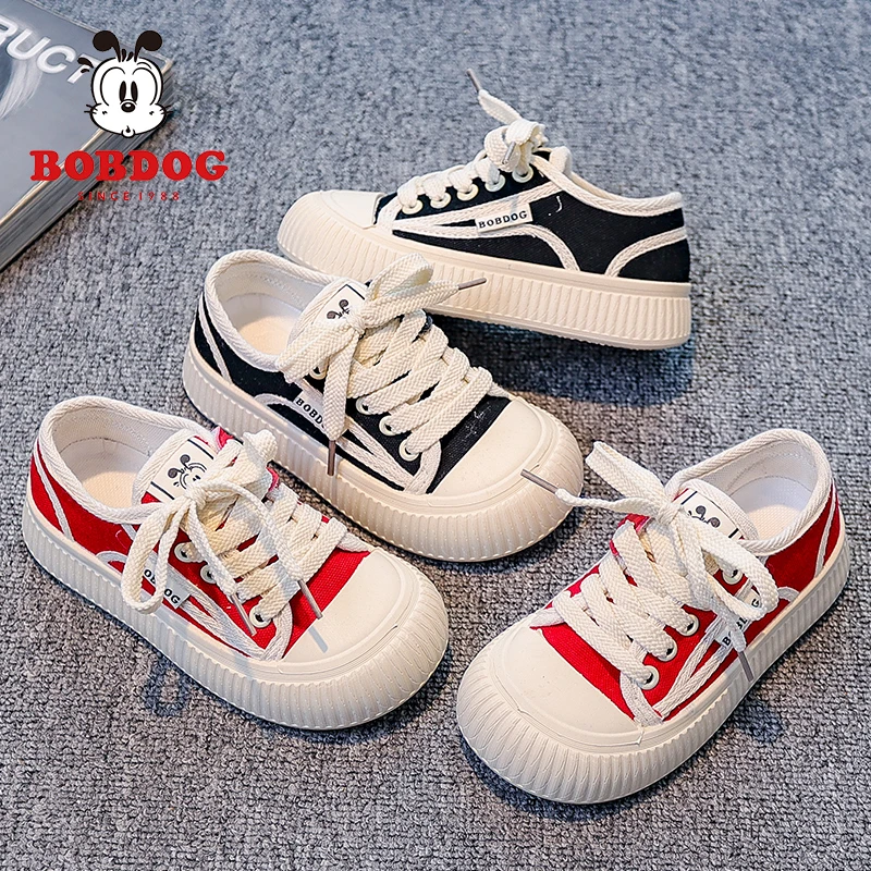 BOBDOG COLOUR/巴布豆卡乐女童男童百搭帆布鞋透气软底板鞋休闲鞋