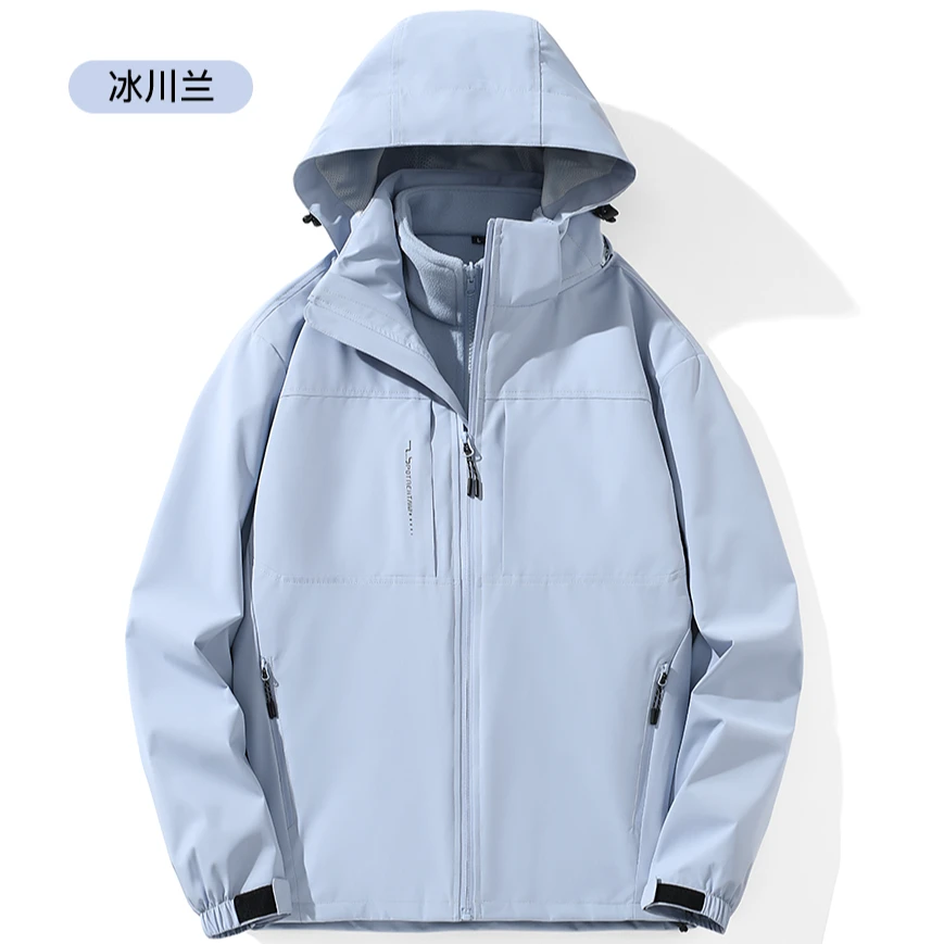 新款情侣冲锋衣三合一潮牌防风防水户外休闲时尚旅游保暖登山服