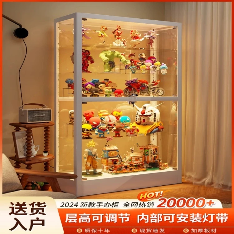 手办乐高高清玻璃展柜多层可调节弧形边模型摆件装饰品玩具展示柜