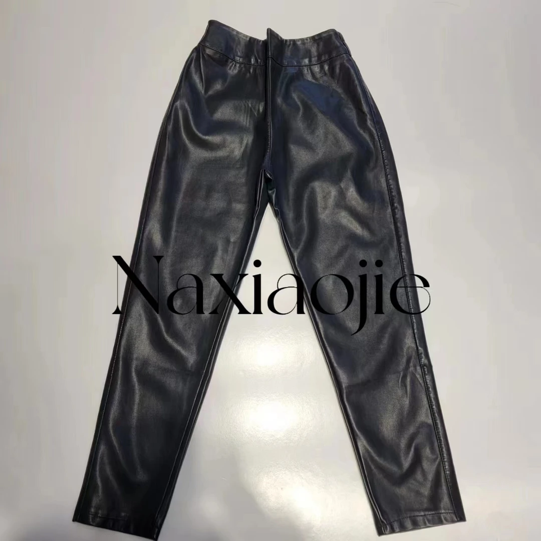【那服饰】新款PU弹力修身小黑裤