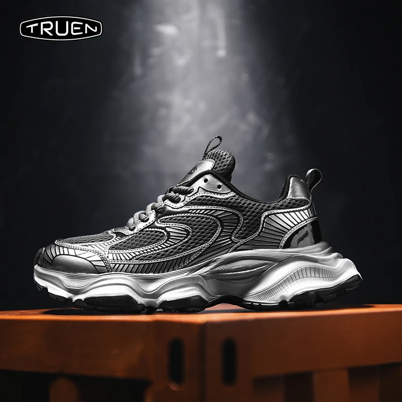 TRUEN真恩老爹鞋男秋季休闲百搭厚底运动20242025今年流行鞋子