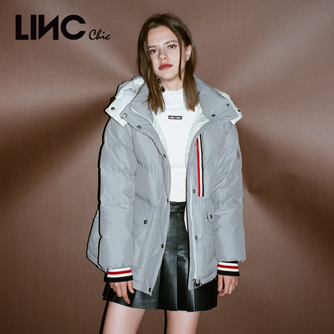 LINC金羽杰2023年新款复古学院感短款羽绒服女冬季外套Y22802209
