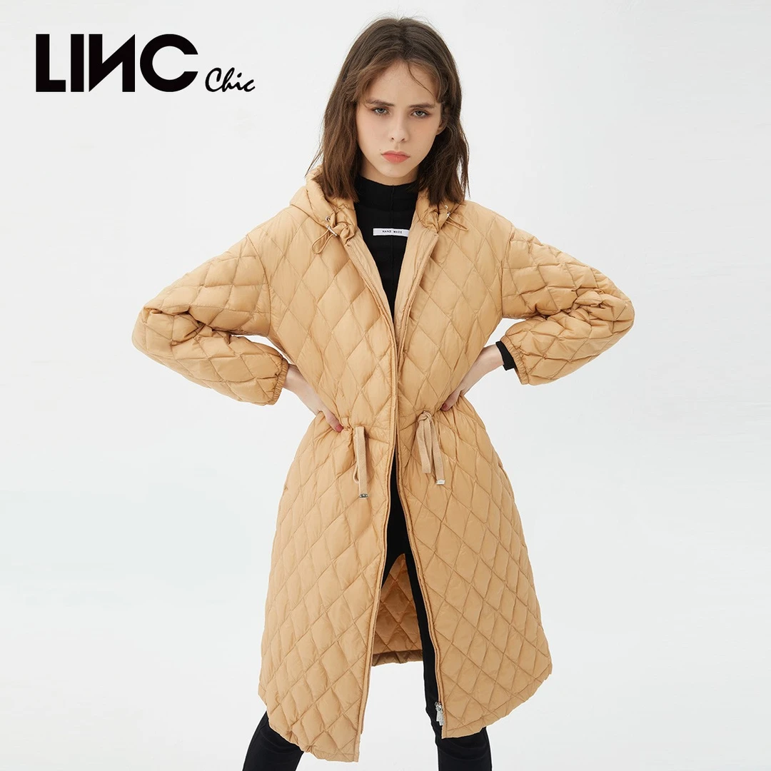 LINC金羽杰羽绒服女薄长款收腰轻羽绒服外套女款Y21803450