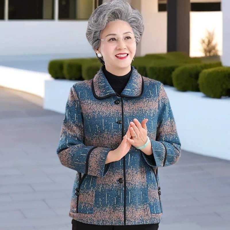 中老年秋冬新款外套老年人大码宽松上衣妈妈装洋气老人奶奶装衣服