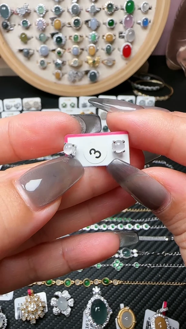 【闪购商品】翡翠耳饰银S925镶嵌耳钉福利