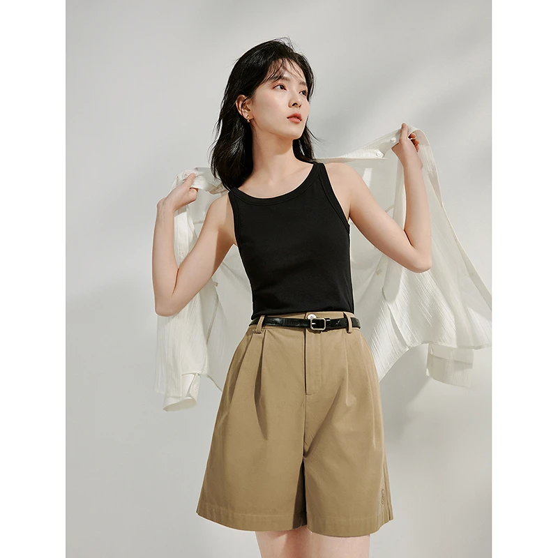 茵曼 多色U领工字背心25秋季女装新款内搭穿搭百搭显瘦弹力上衣