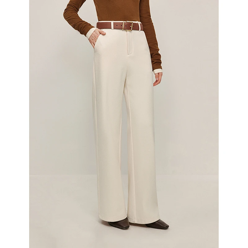 【夏日凉感】茵曼秋季简约显瘦高腰宽松阔腿裤休闲时尚百搭垂感长