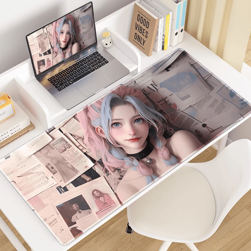 金克丝周边鼠标垫英雄联盟电竞桌垫超大号宿舍卧室游戏鼠标键盘垫