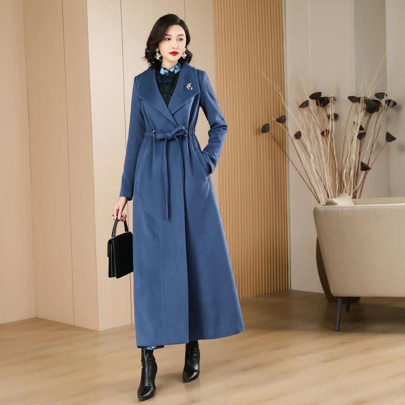 2025新款精纺华大呢新中式简约毛呢大衣显瘦外套SFY030015HX