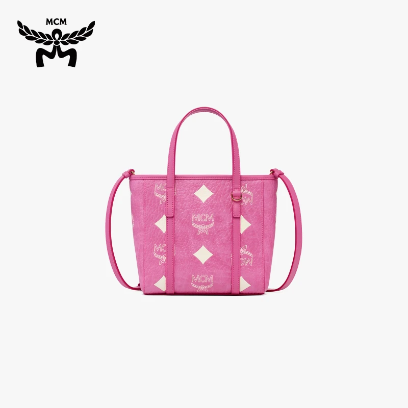 【重磅新品】MCM TONI 迷你菜篮子购物袋斜挎背提包草莓粉单肩包