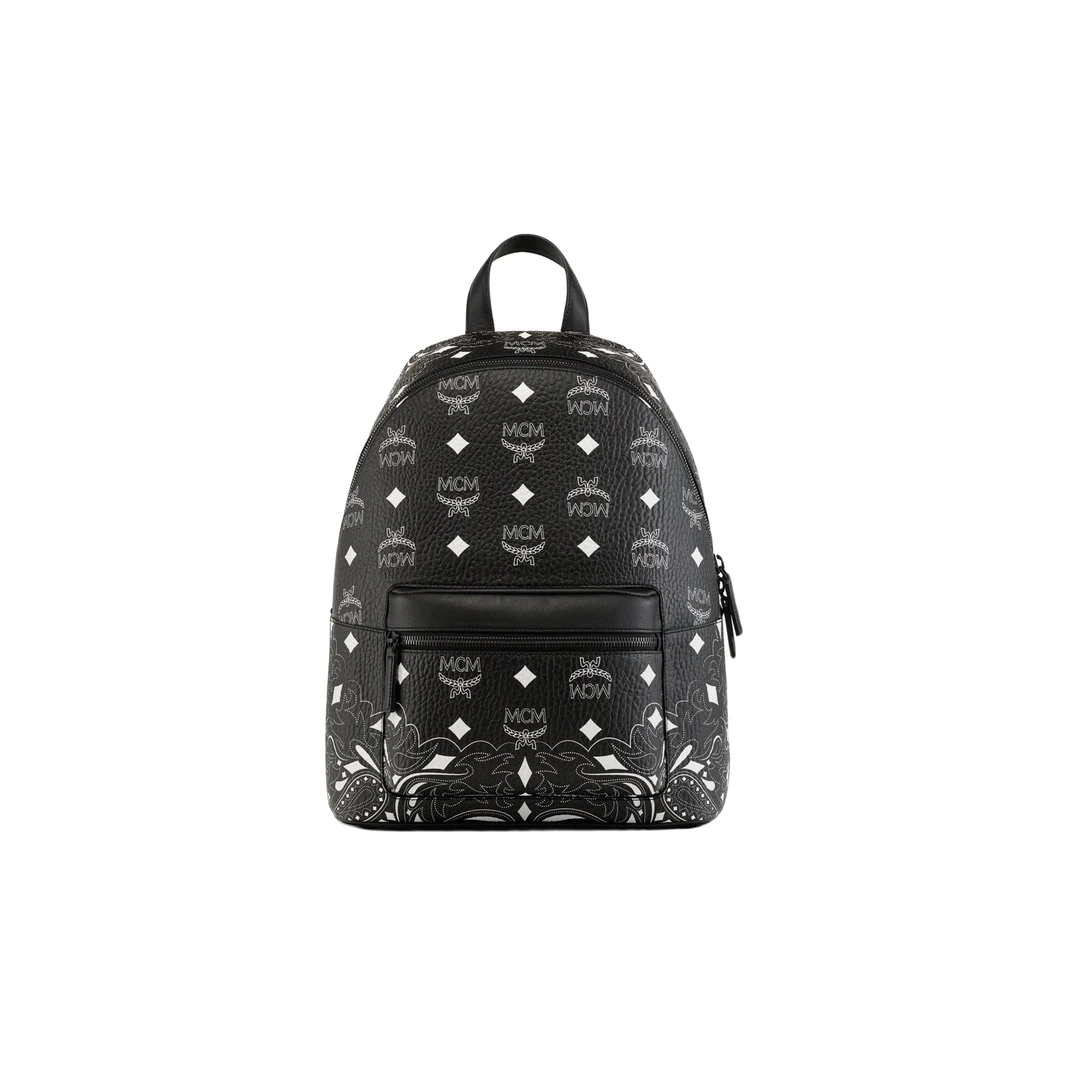 【新品】MCM  STARK 中号双肩书包时尚男士时尚潮流肩包黑色印花