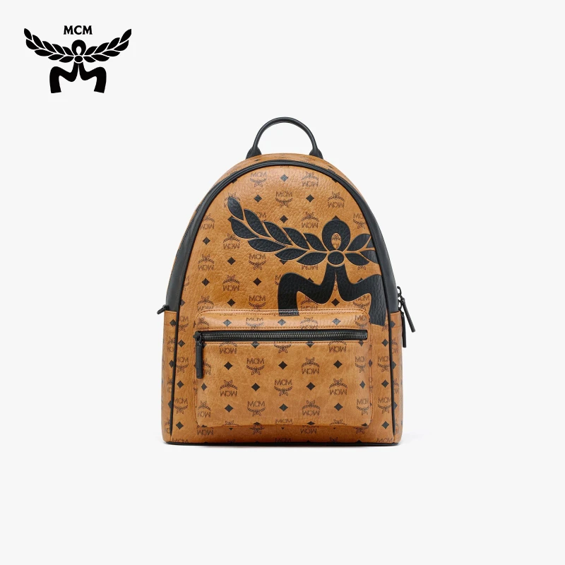 MCM STARK 超大月桂叶双肩书包中号休闲风背包时尚潮流旅行包
