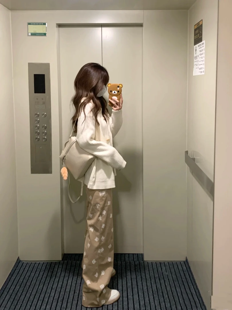 可爱猫猫印花休闲裤8141#