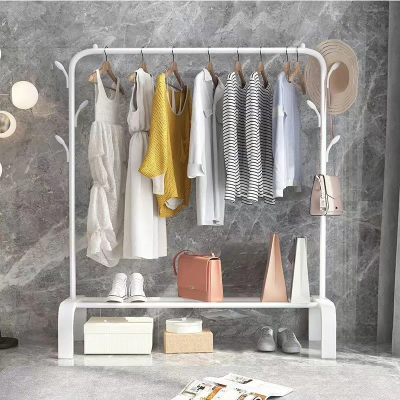 网红款落地晾衣架卧室家用阳台室内简约挂衣架子加厚挂衣服晾衣杆