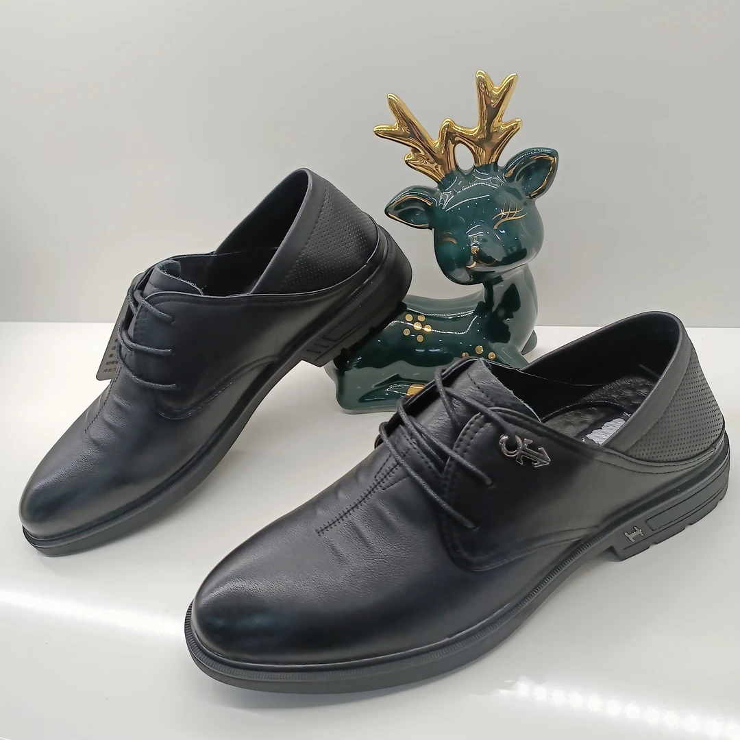 （随橡胶底）2023新款品质头层牛皮男式商务休闲男皮鞋A031黑色