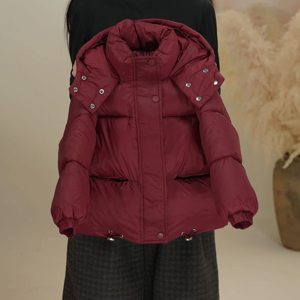 新款儿童冬美拉德简约加棉棉服连帽男女童保暖洋气摩卡色上衣潮